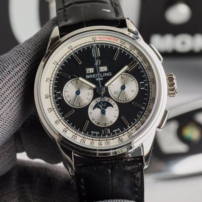 GF Factory Breitling 42MM Calfs Leather Watch Strap B25 Movement White Black Watch